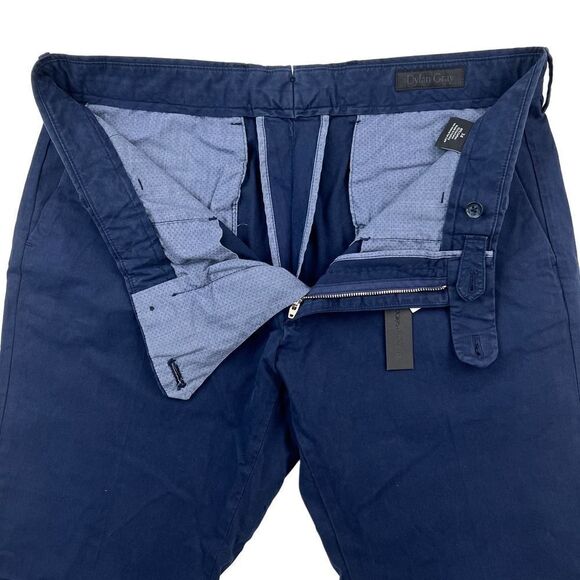 New Dylan Gray Men US 34 Navy Blue Chinos Pants Classic Straight Leg Cotton - Picture 5 of 12